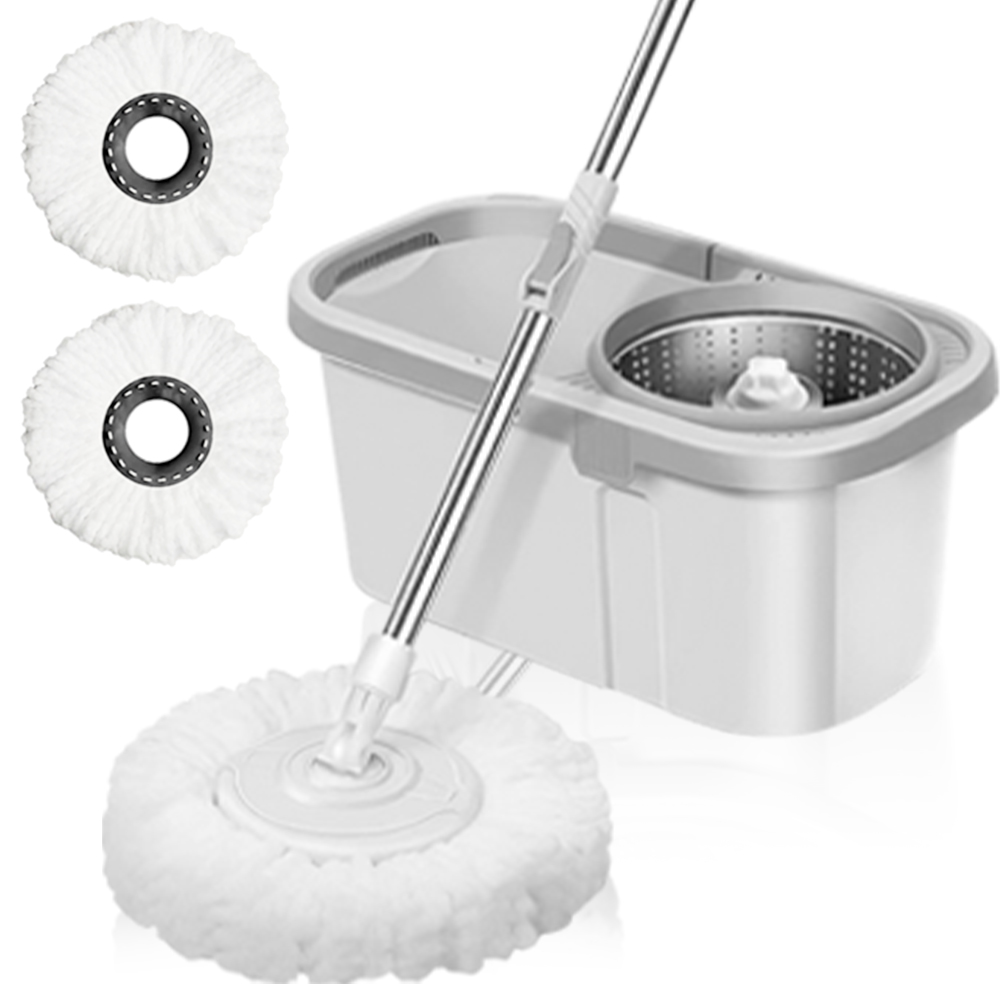 아뜰라임화이트 물걸레 청소기 회전식 통돌이 탈수통 + 밀대봉 + 극세사 걸레 그레이 2개입 18,980원