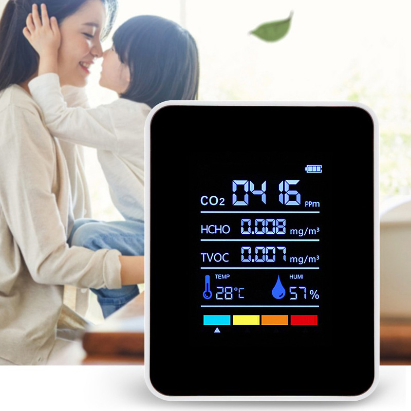 5in1 스마트 공기질측정기 이산화탄소경보기 포름알데히드감지온도계 습도계 온습도계 온도측정기 49,900원