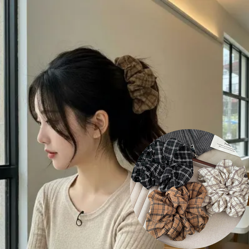 뉴이즈 체크 곱창 머리끈 3종 11,100원