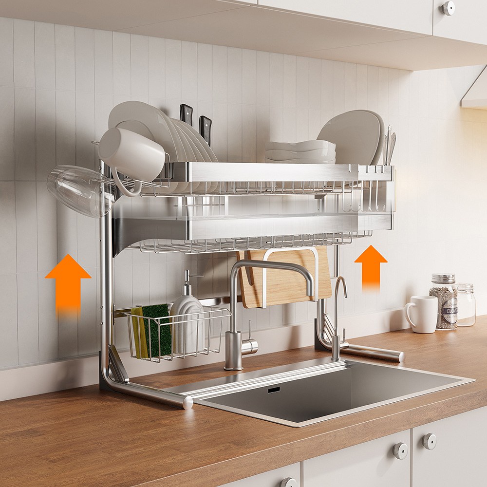 무타공마켓 높이 길이 모두조절 풀스텐 시스템 식기건조대, 실버 83,690원