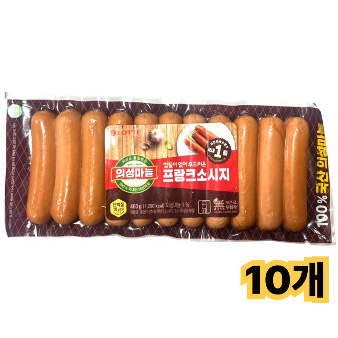 롯데 의성마늘 프랑크소시지 /냉장 볶음밥 간식 반찬 도시락 김밥 찌개, 460g, 10개 51,390원