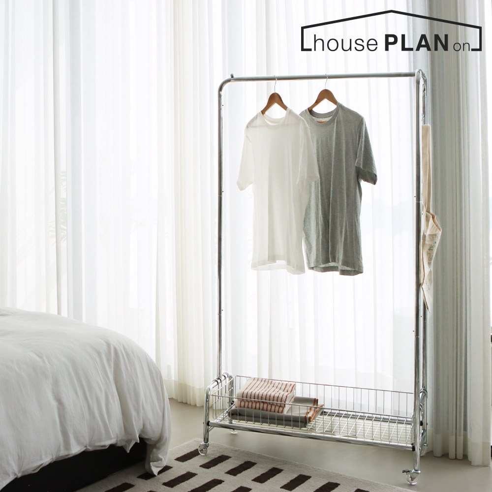 하우스플랜온 미드센츄리 트롤리 행거 이동식 선반 수납장 (650/950 사이즈) 129,000원