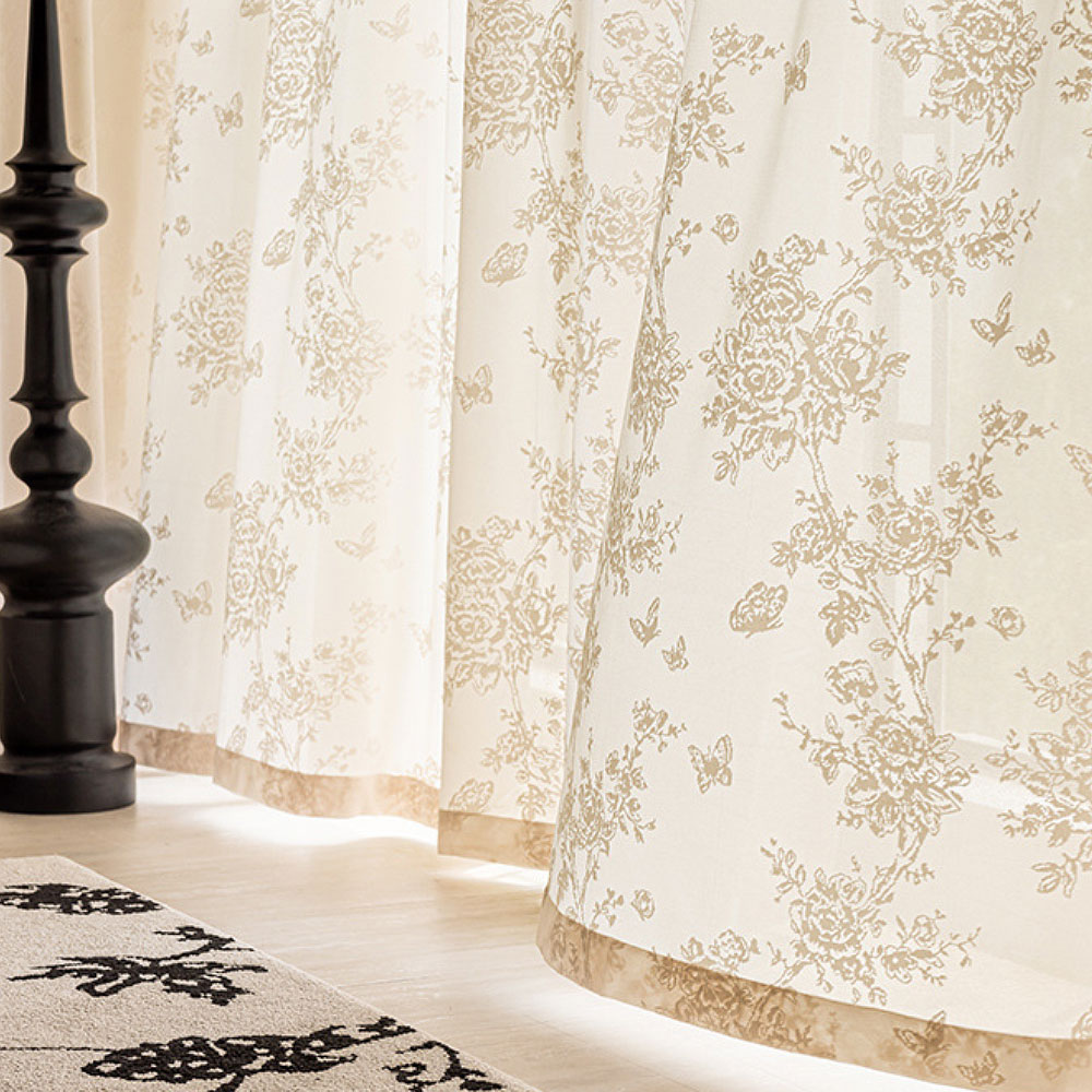 지앤와이 로즈 버터플라이 엠보 아일렛형 쉬폰 커튼 39,580원