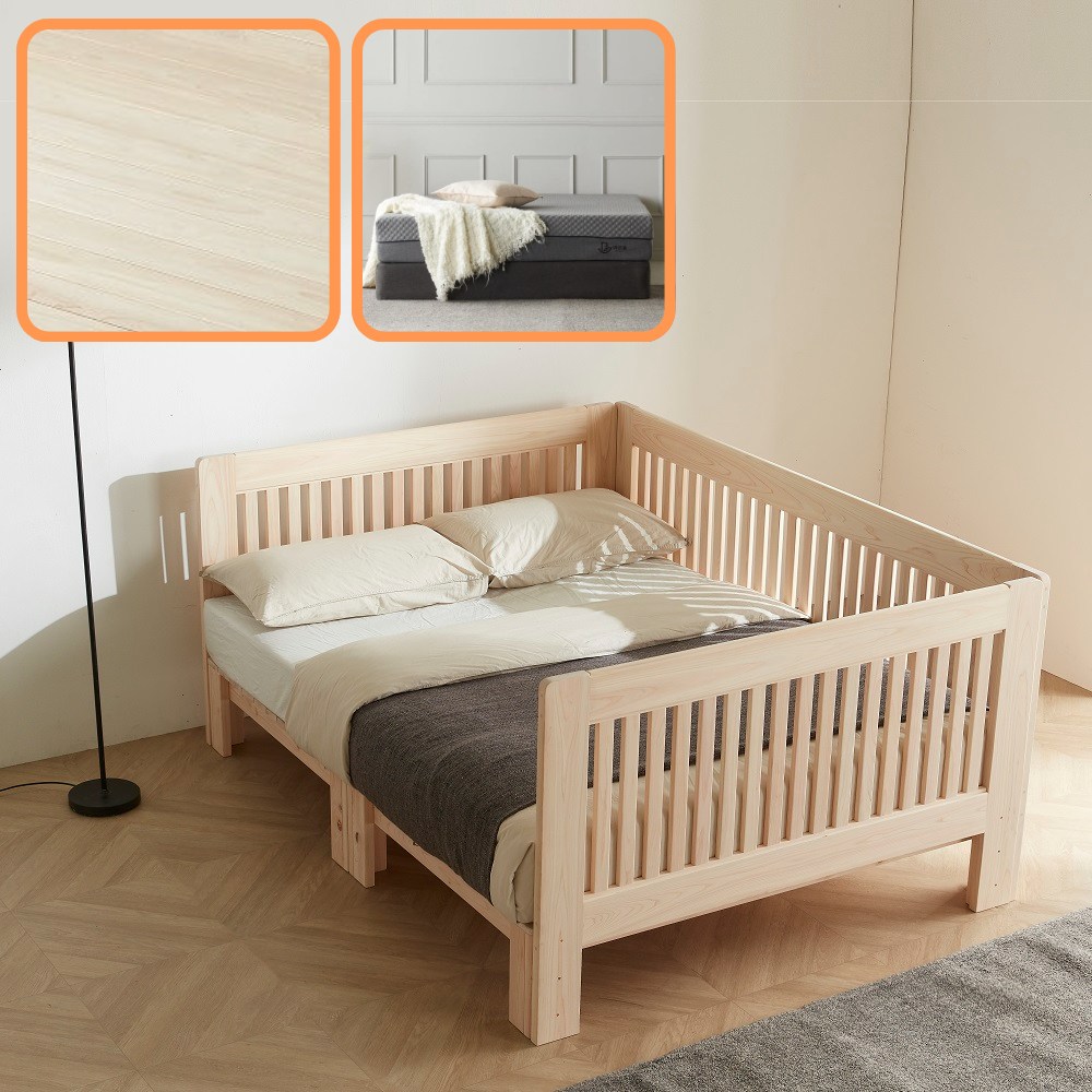 바르숲 무절 (가드3)+힐눕 편백나무 평상형 패밀리침대 원목 침대프레임 가드침대 매트리스, 베이지 2,246,000원