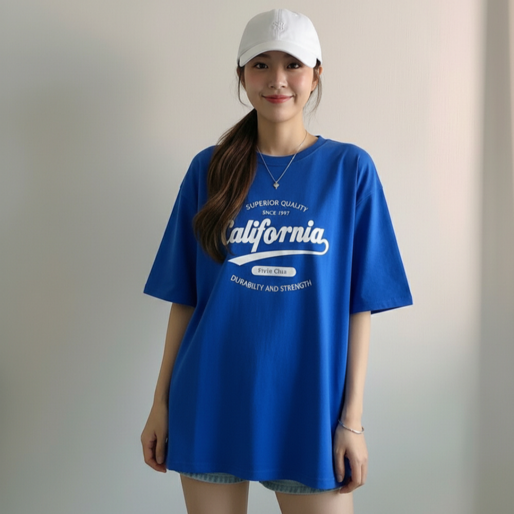 쁘띠엘라 레터링 오버핏 여성 반팔티 라운드넥 티셔츠 13,900원