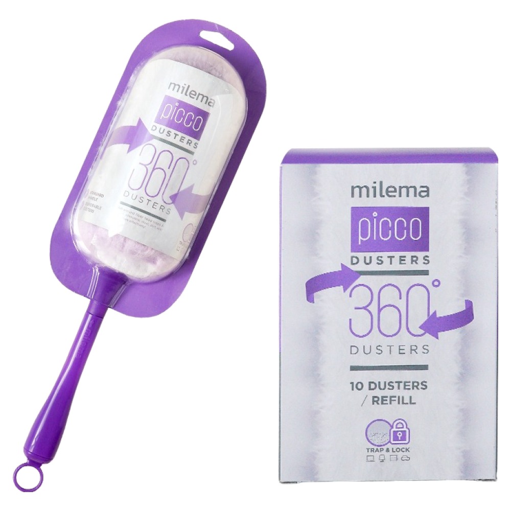 밀레마 피코 더스터 360 양면 흡착 먼지털이 퍼플 숏핸들 + 리필 13p 세트, 퍼플, 1세트 12,400원