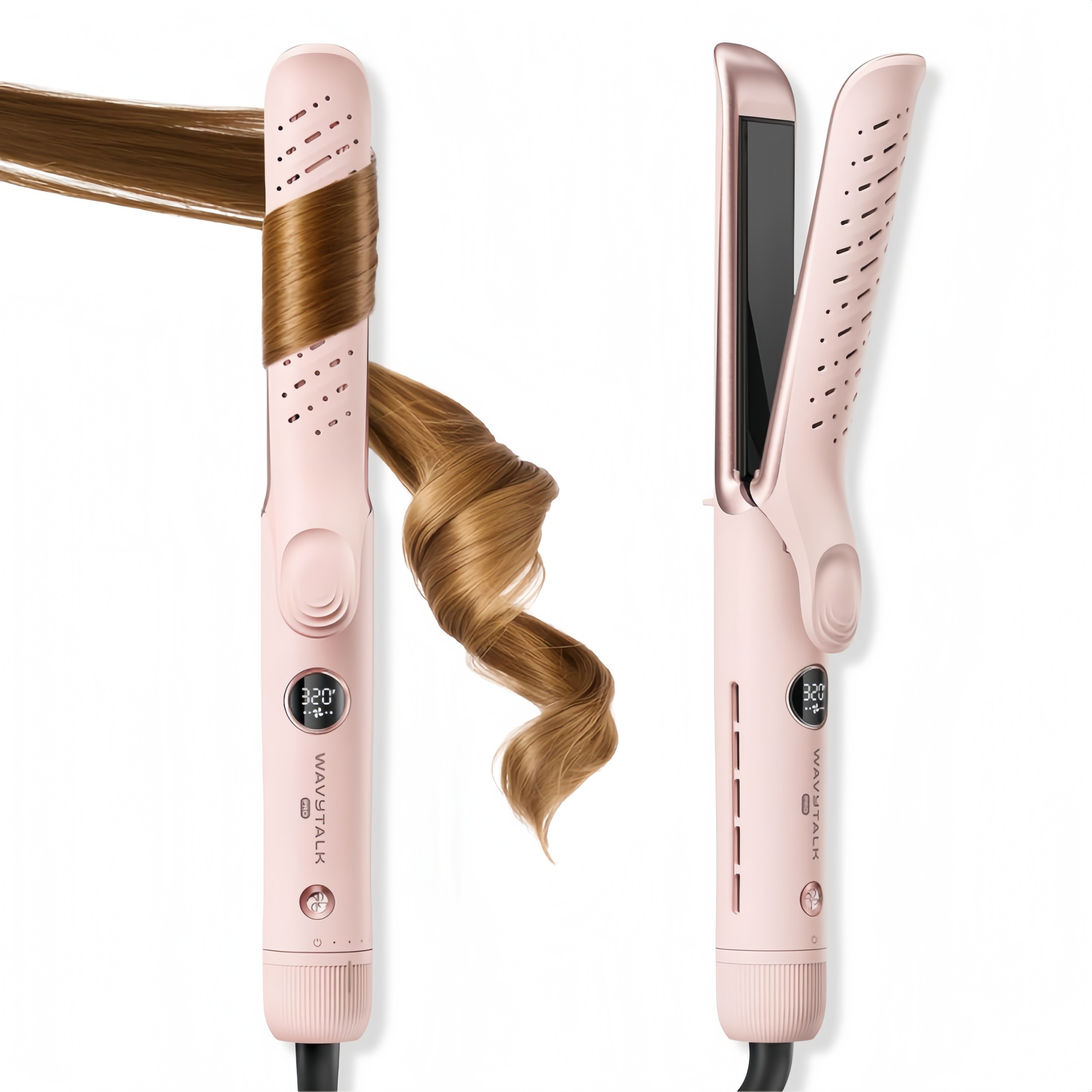 WAVYTALK 2in1 세라믹 볼륨 고데기 판고데기 매직기 에어쿨링 롱플레이트, A12, 핑크 102,000원