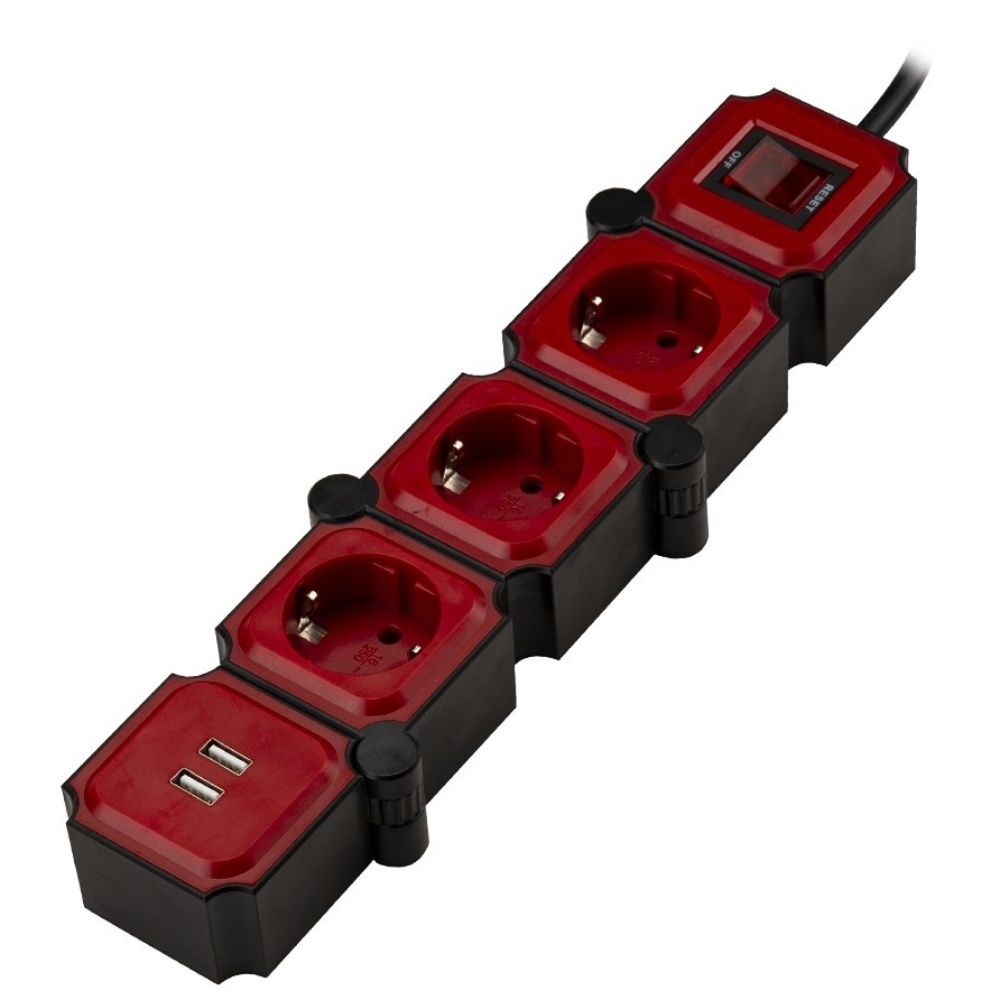 파워존 USB 테트리스 디자인 고용량 멀티탭 2구 3구 4구 5구, 3m, 1개, 레드 40,640원