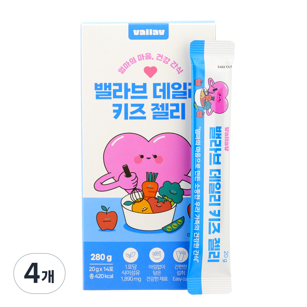 35가지 야채과일 식이섬유 아이 건강 간식 밸라브 데일리 키즈 젤리, 280g, 4개, 천연사과맛 39,800원