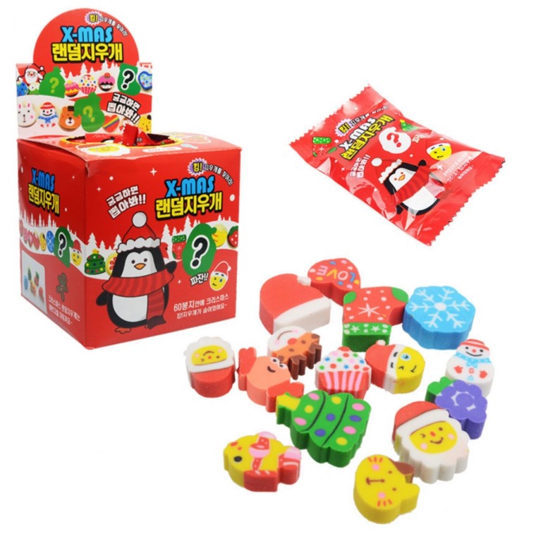 플유 X-MAS 지우개 1박스 60봉입 문구 초등학생 학용품 크리스마스 선물, 1개, 상세페이지 참조 36,190원