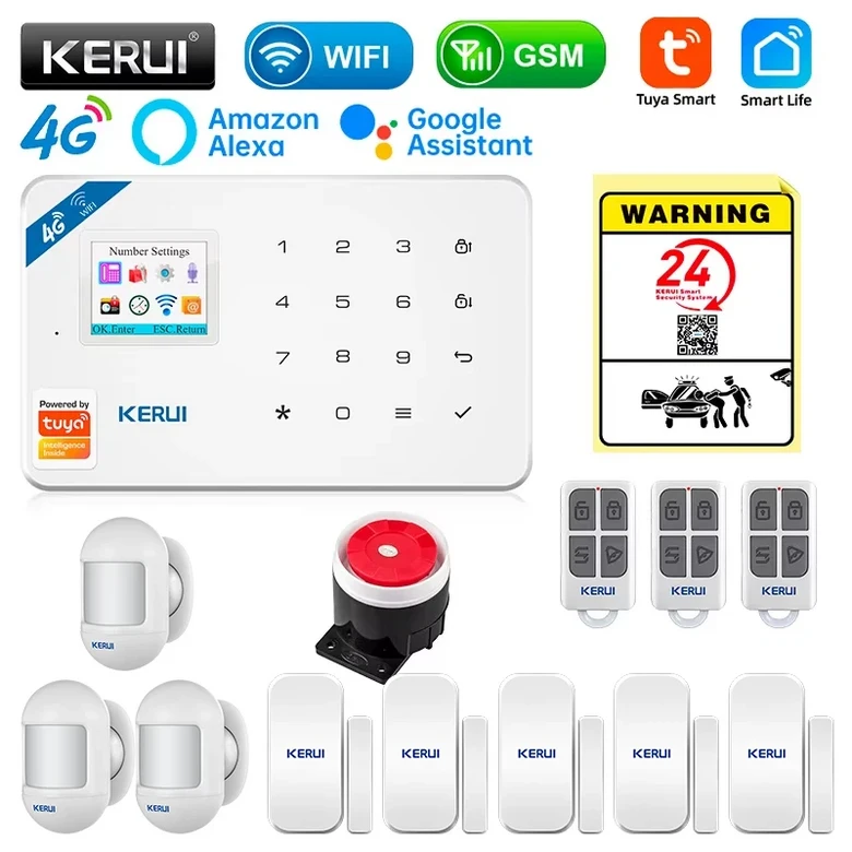 KERUI W184 4G WIFI GSM 경보 시스템 키트 무선 홈 Tuya 스마트 APP 제어 모션 센서 도난 지원 Alexa 102,700원