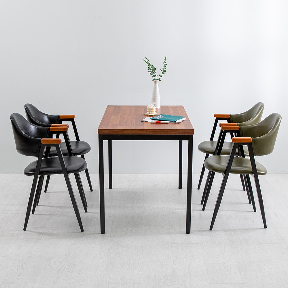 멀바우S 1200X700 올리브 4인 식탁 테이블 세트, 멀바우S 1200x700 테이블+다크올리브_블랙_4개 244,500원