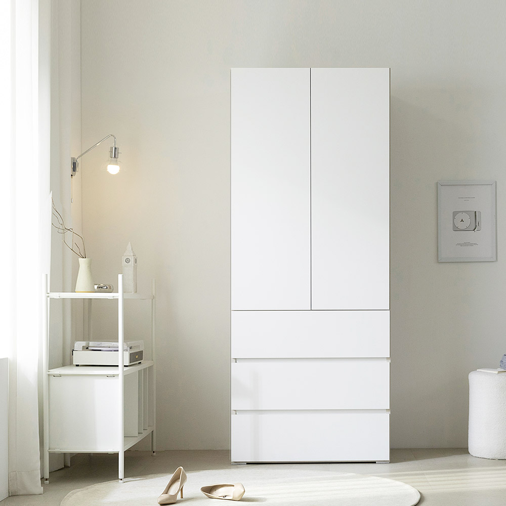 스칸디무드 커스트 터치 서랍 키큰 옷장 800, 화이트 129,000원