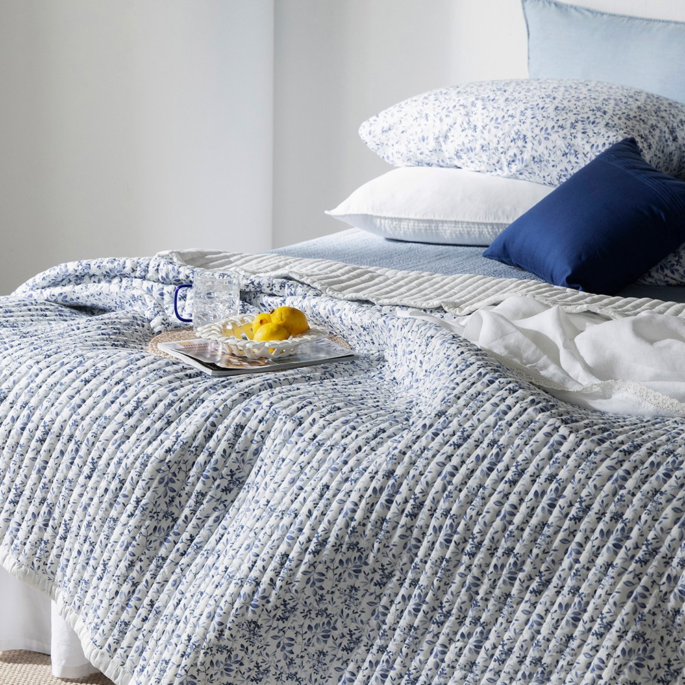 애쉬앤 플라워 순면 피그먼트 워싱 스프레드, 블루플라워 29,900원