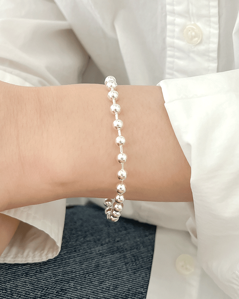 모두디자이너 실버925 페를 심플 5mm 은볼 체인 볼드 팔찌 163,300원