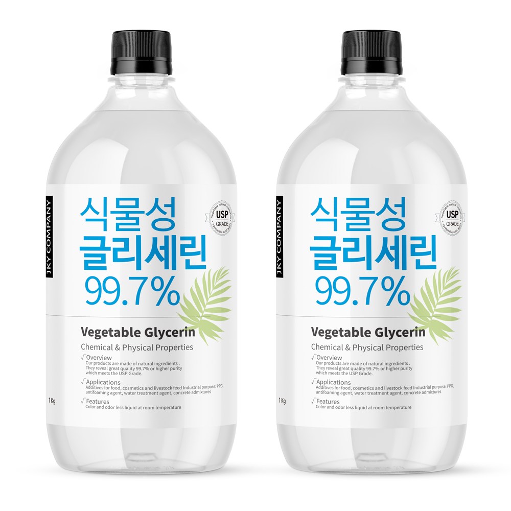 식물성 글리세린 1kg + 1kg 미국 약전 USP등급 식품첨가등급 국산 비누 화장품DIY Glycerin, 투명/무향, 2개 23,500원