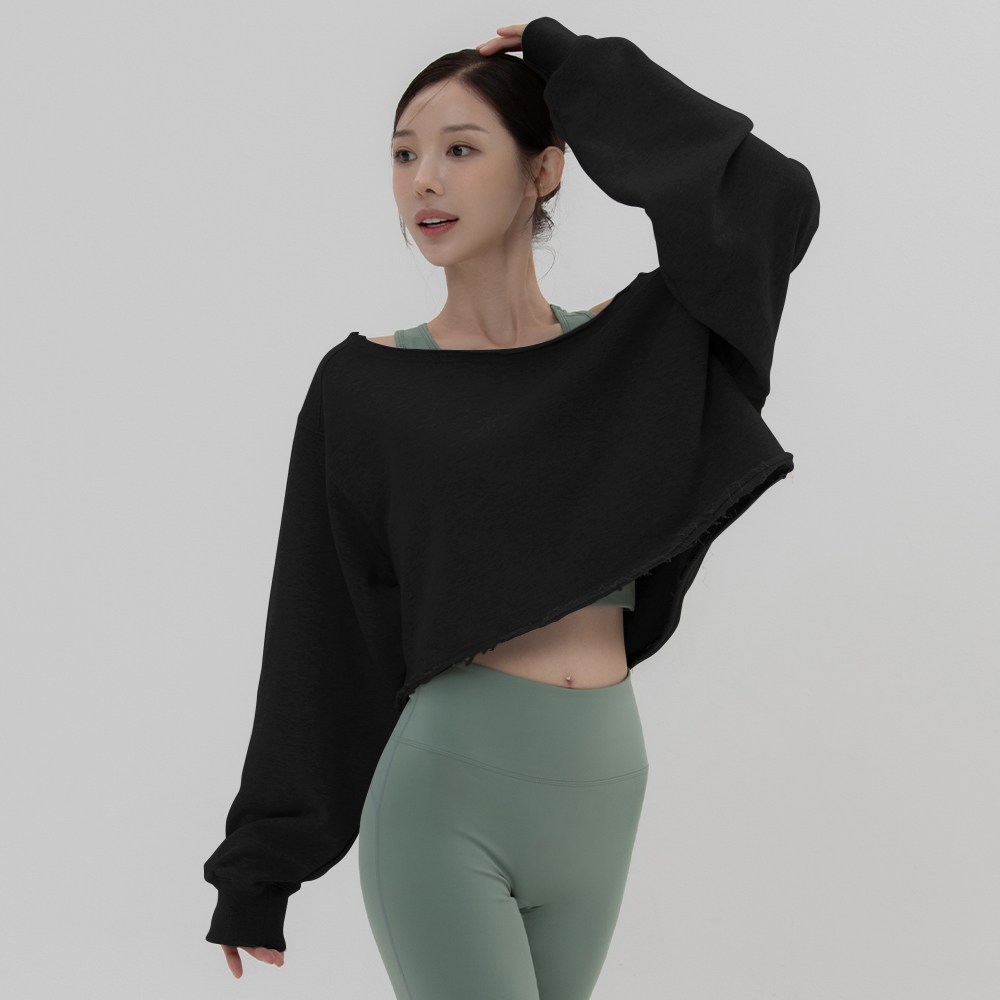 [콘치웨어[ 여성용 빈티지 오프숄 크롭 맨투맨 필라테스 요가 31,000원