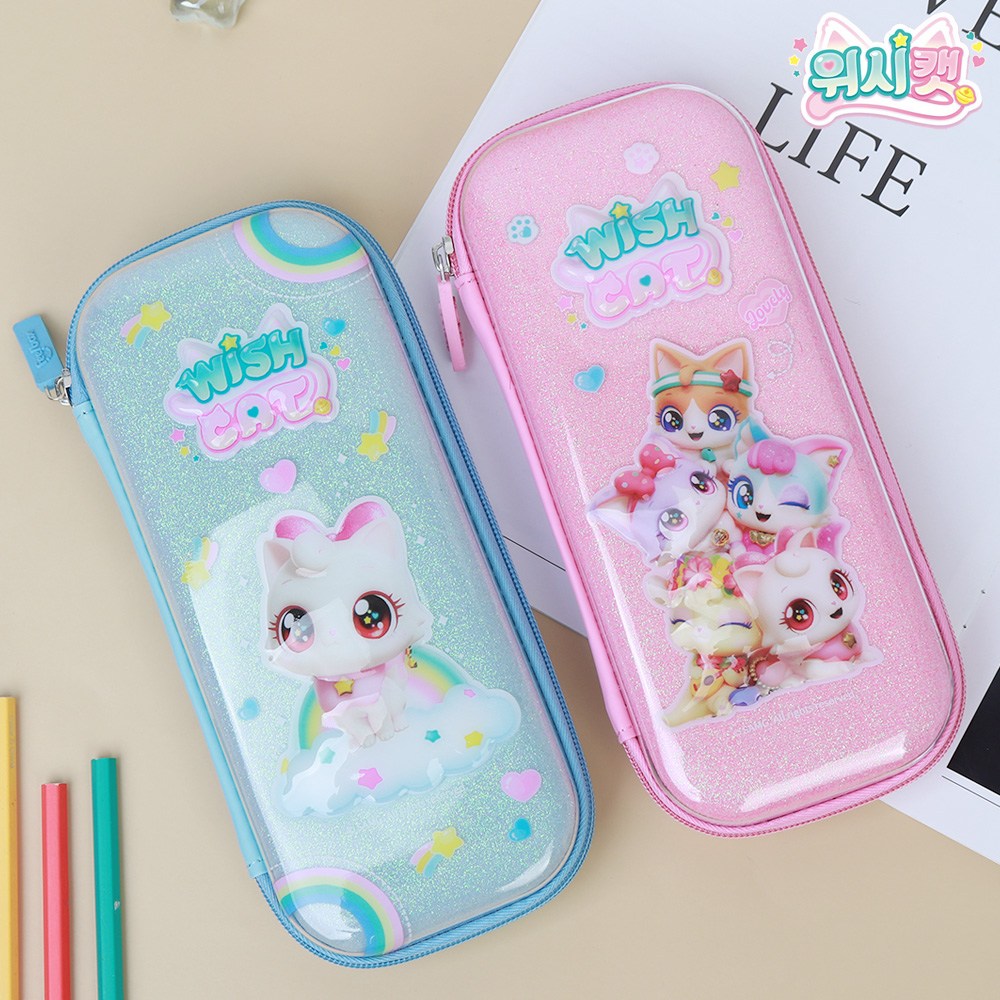 필통 위시캣 투명엠보펜파우치 여학생필통 1학년필통 펜파우치 캐릭터필통 9,100원