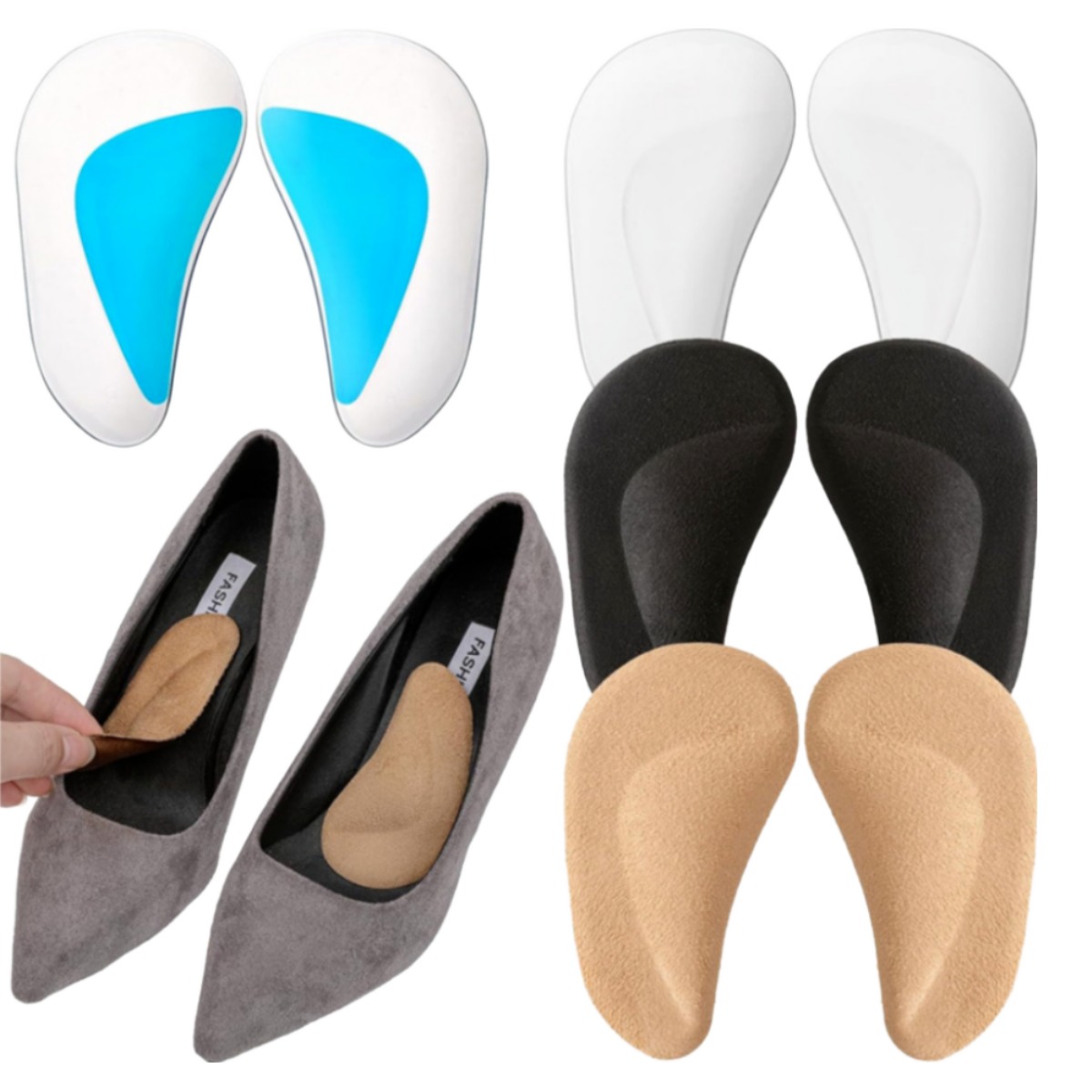 안트레아 반달 중곡골 발바닥 실리콘 아치 패드 4P, 1세트, 블루 5,900원