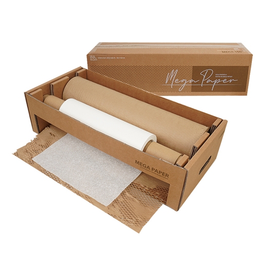 메가페이퍼 150PLUS 디스펜서 일체형(흰색속지+크라프트 벌집종이) 종이완충재 종이뽁뽁이 종이에어캡 크라프트 친환경 포장지 포장재 25,400원