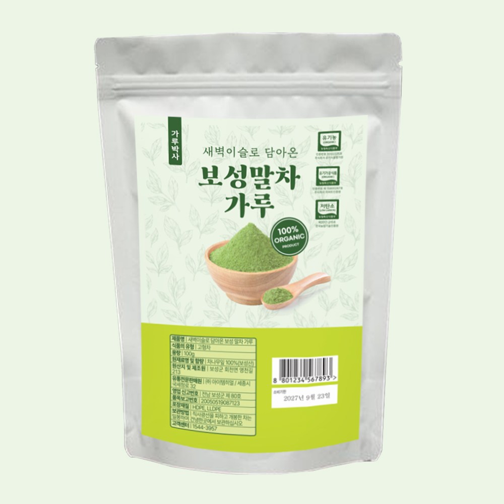 가루박사 보성 말차가루 유기농 100% 지퍼백, 1개, 1개입, 100g 12,380원