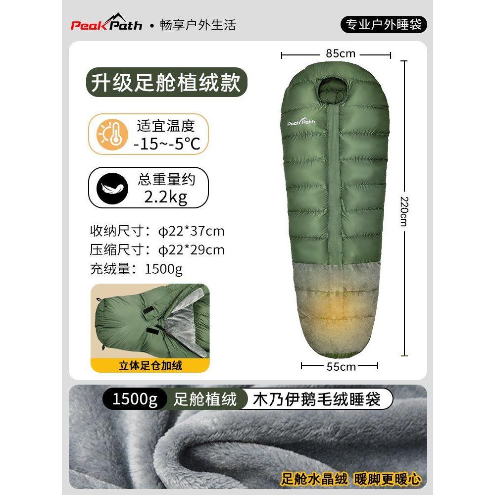 거위털 다운 침낭 -30도 혹한용 경량 캠핑 차박 백패킹 머미형 225,900원