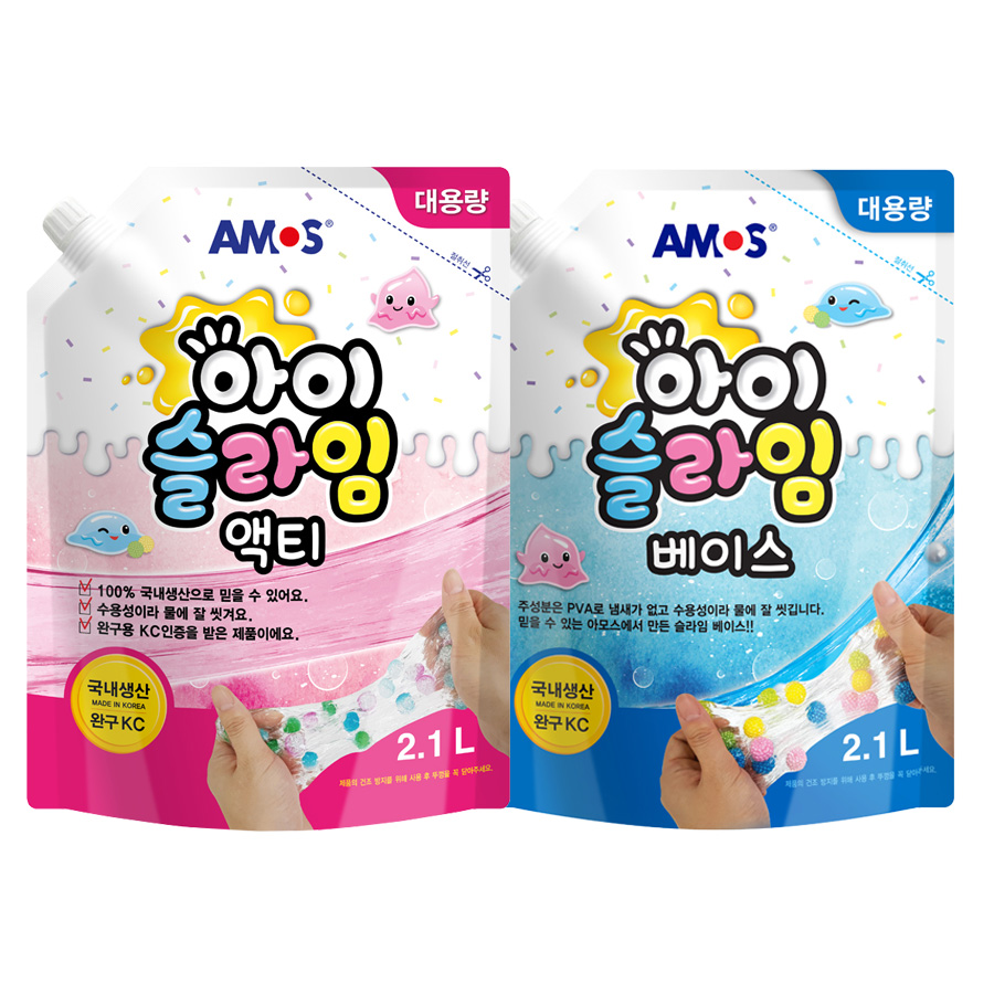 (2.1L 대용량 세트) 아모스 아이슬라임 액티 2.1L+베이스 2.1L 26,800원