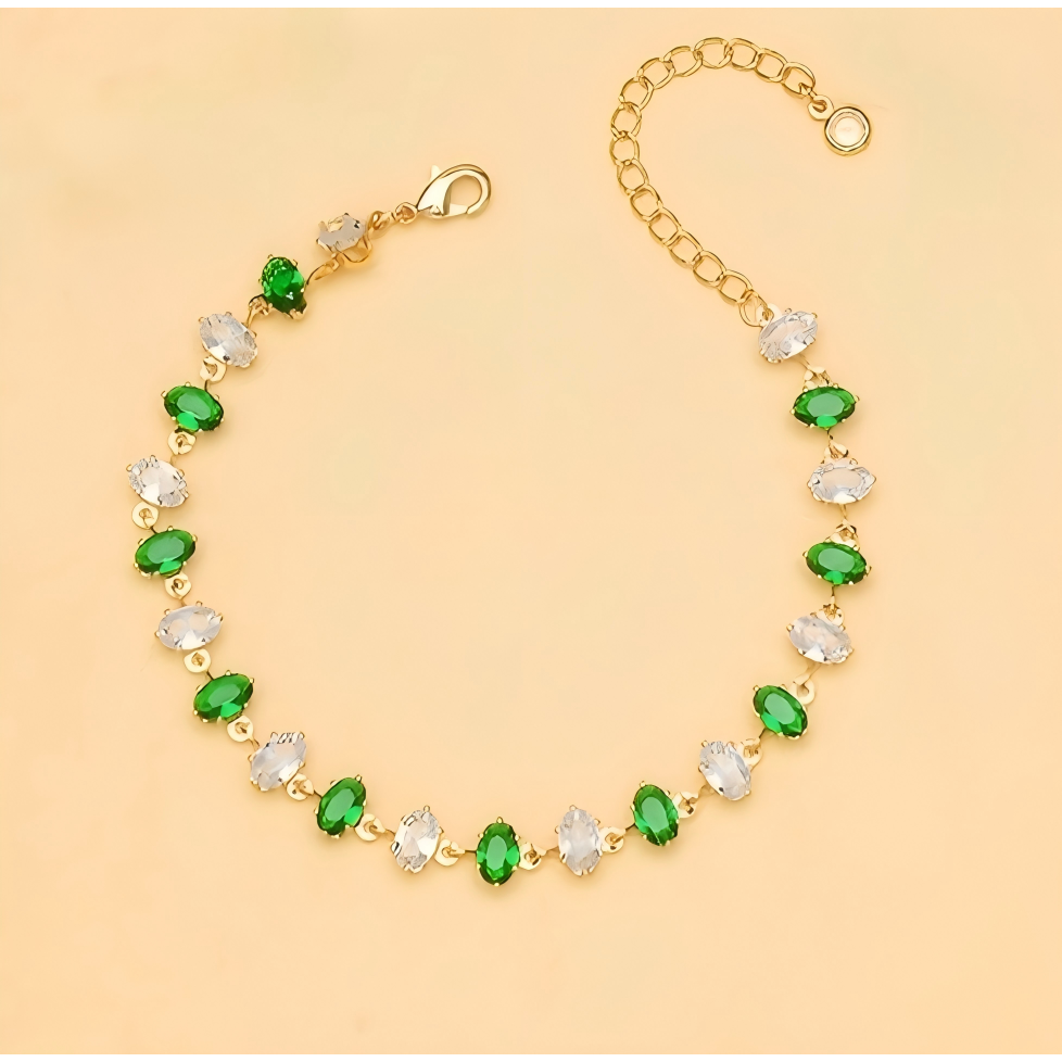 Romlove 18k 도금층 s925 천연컬러 기하학적 타원 하트 큐빅 팔찌로 가볍고 고급스러운 팔찌의 달콤하고 모던한 멋을 지닌 액세서리 LT-SP024 39,800원