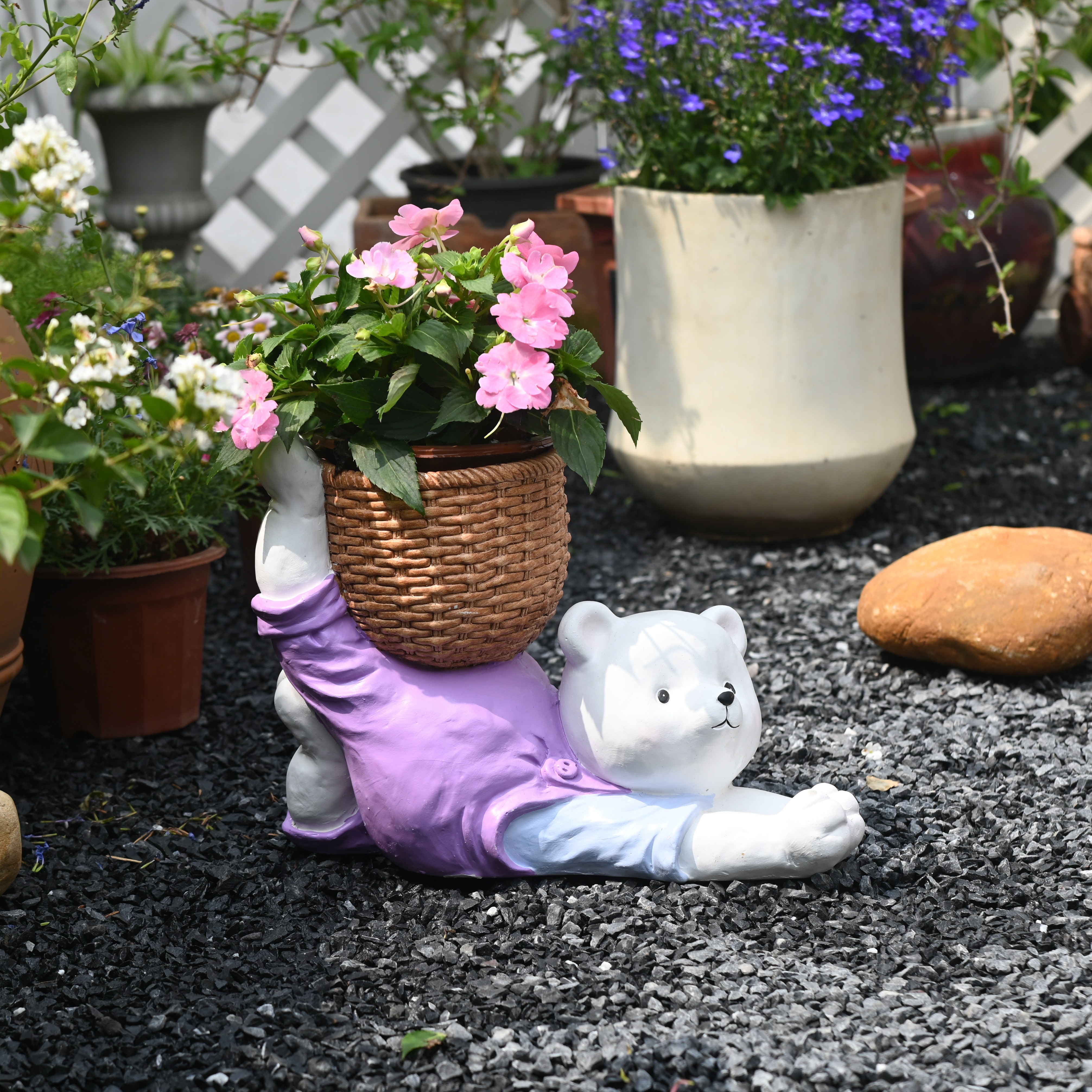 정원 꾸미기 인테리어 소품 - 요가하는 북극곰, [진보라색] 북극곰 아기 56,800원