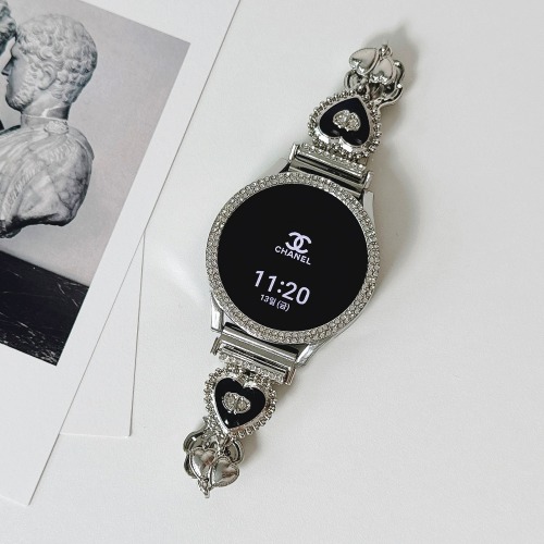 이유지 [세트] 갤럭시 워치 7 6 5 4 피치 하트 브레이슬릿 큐빅 메탈 스트랩 두줄큐빅케이스, 실버 ／ 워치6 44mm, 1개 32,900원