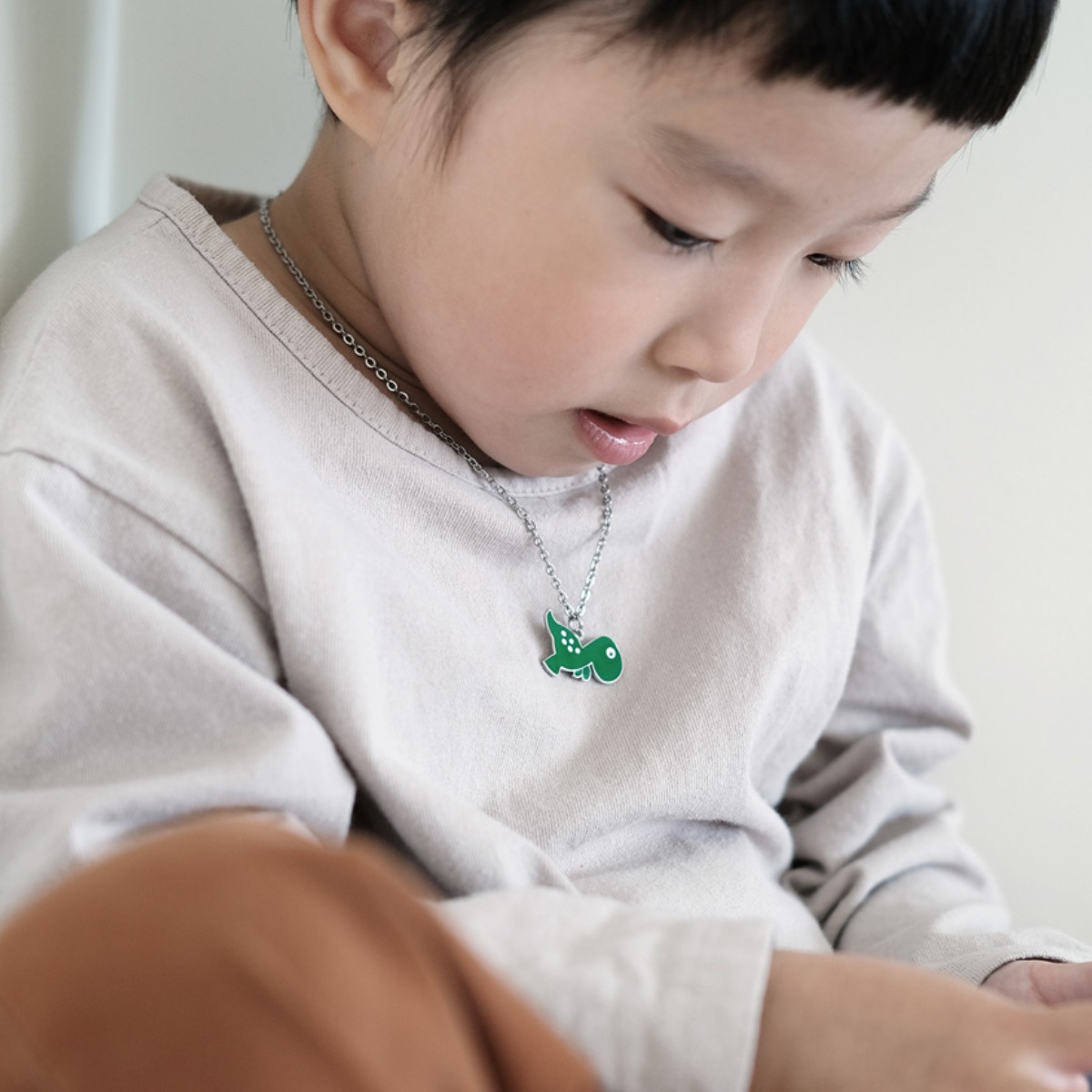 MX KIDS 써지컬스틸 미아방지 공룡 체인 목걸이 212K 그린 유아동 키즈 각인 어린이, 공룡/그린, 1개 19,900원