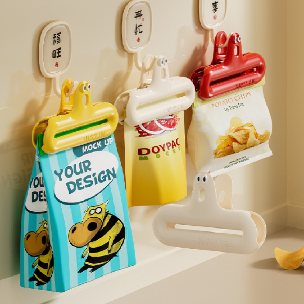 리브온 귀여운 캐릭터 주방 집게 밀봉 클립 푸드 실러 4종 세트, 혼합색상, 1세트 5,400원