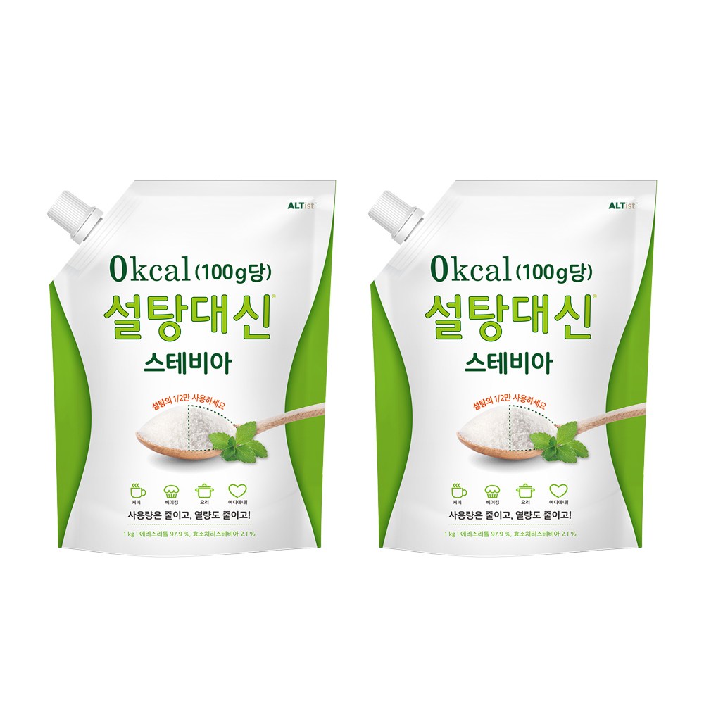설탕대신 스테비아 대용량 에리스리톨 효소처리 설탕 대체 1kg + 1kg (총 2kg), 1kg, 2개 29,800원