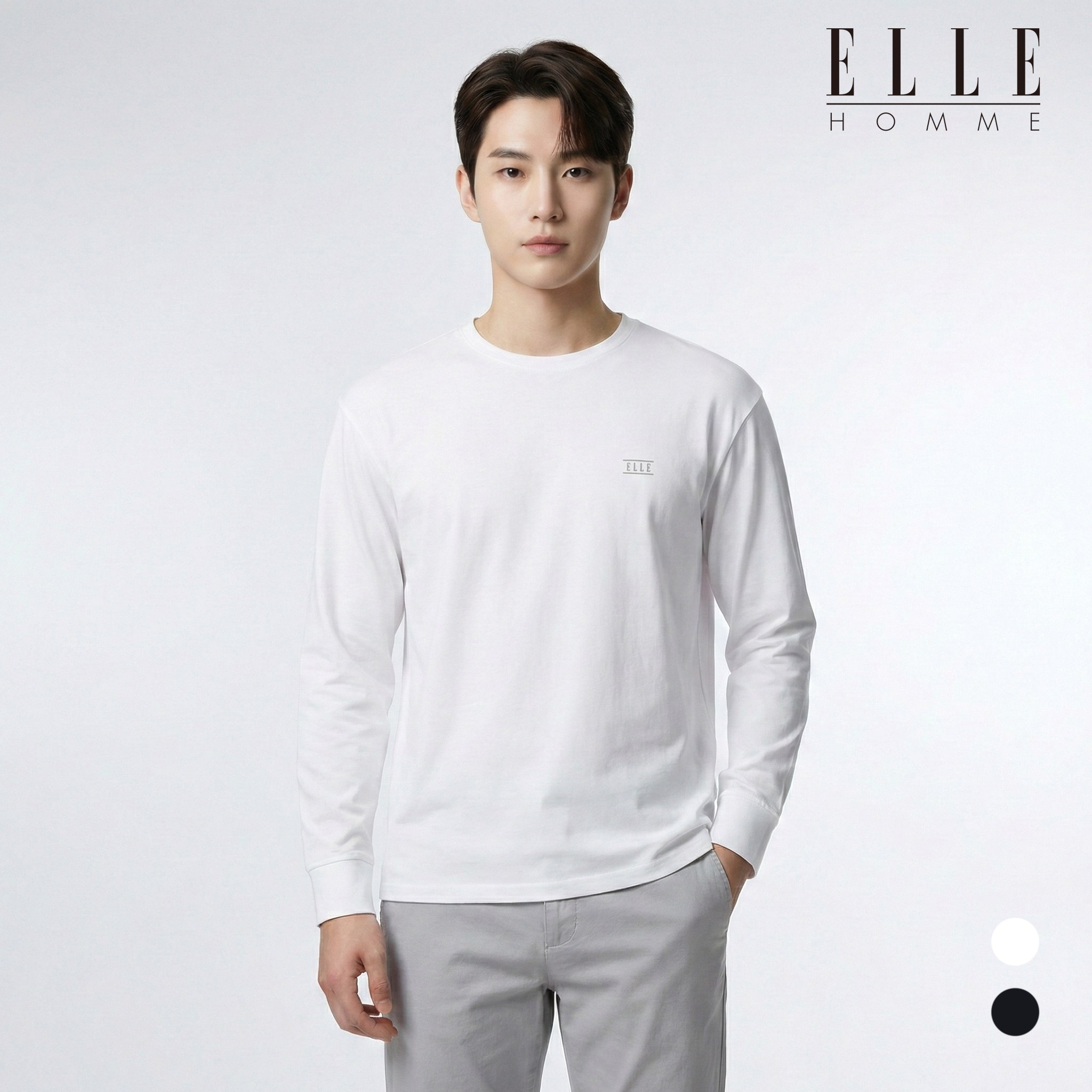 엘르 남성 베이직 코튼 스트레치 긴팔 티셔츠 65501 9 39,000원
