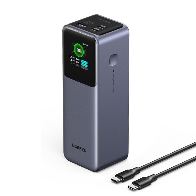 UGREEN 유그린 Nexode 200W 보조배터리 25000mAh 대용량 보조배터리고속충전 PD 3.1 고속 충전 3포트 보조베터리 240W C-타입 고속 충전 케이블 포함, Grey, PB722 100,900원