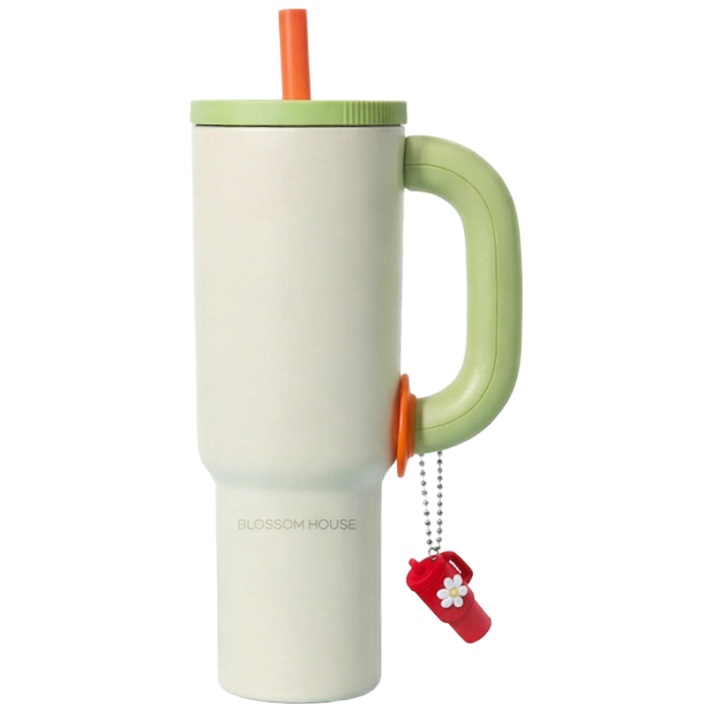 블라썸 스텐 304 보온 보냉 대용량 손잡이 텀블러 (+키링 포함), 시트러스 그린, 1개, 1.2L 21,000원