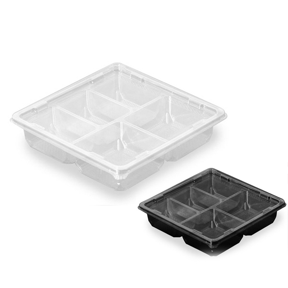 쿡앤락 찜용기 도시락 반찬 감자탕 포장용기 다회용 다용도 포크 컵 그릇 일회용용기모음전, 50개, 정사각용기투명5칸 27,000원