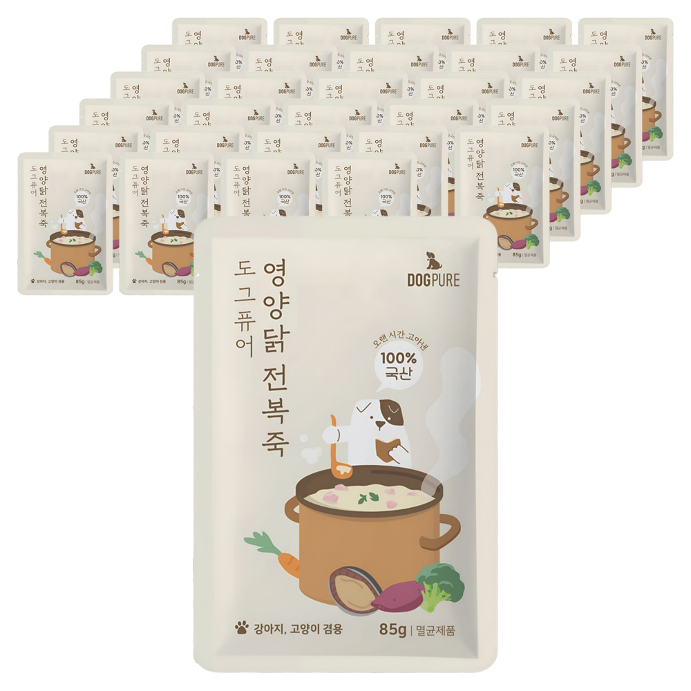 도그퓨어 반려동물 영양닭 전복죽 짜먹는 간식, 혼합맛(닭고기/전복), 850g, 3개 47,700원