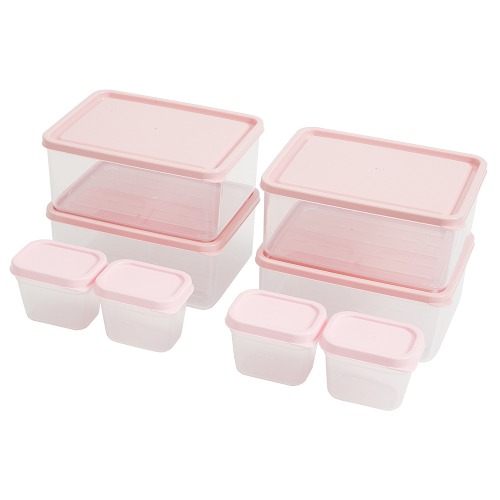 비트리 시즌2 휘어지는 냉동실 정리용기 핑크 1L x 4p + 큐브용기 100ml x 4p 세트, 1세트 21,600원