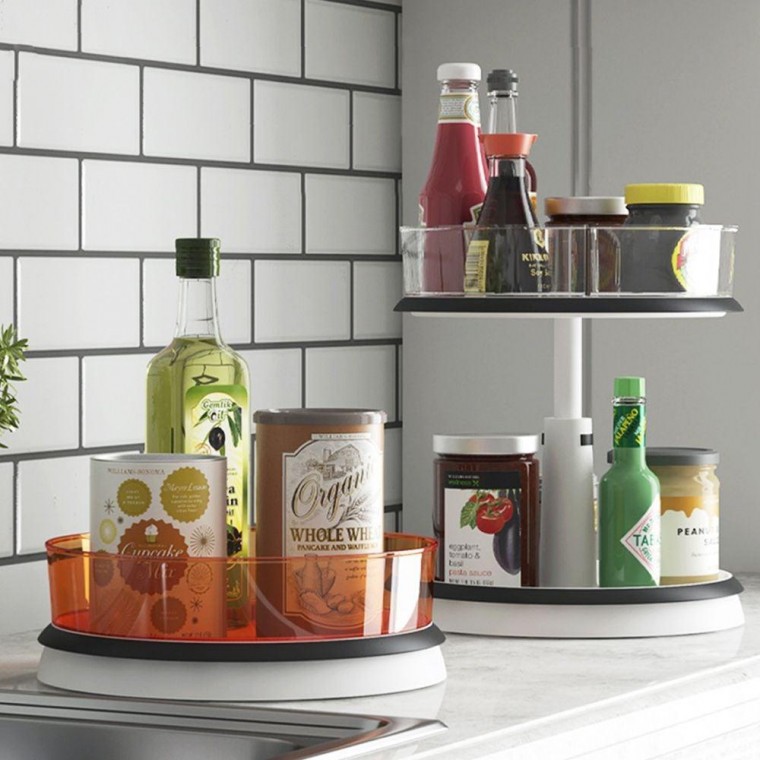 투명 다용도 회전식 다기능 통선반 수납 싱크대 주방 360도 정리함 양념 트레이 선반 32,800원