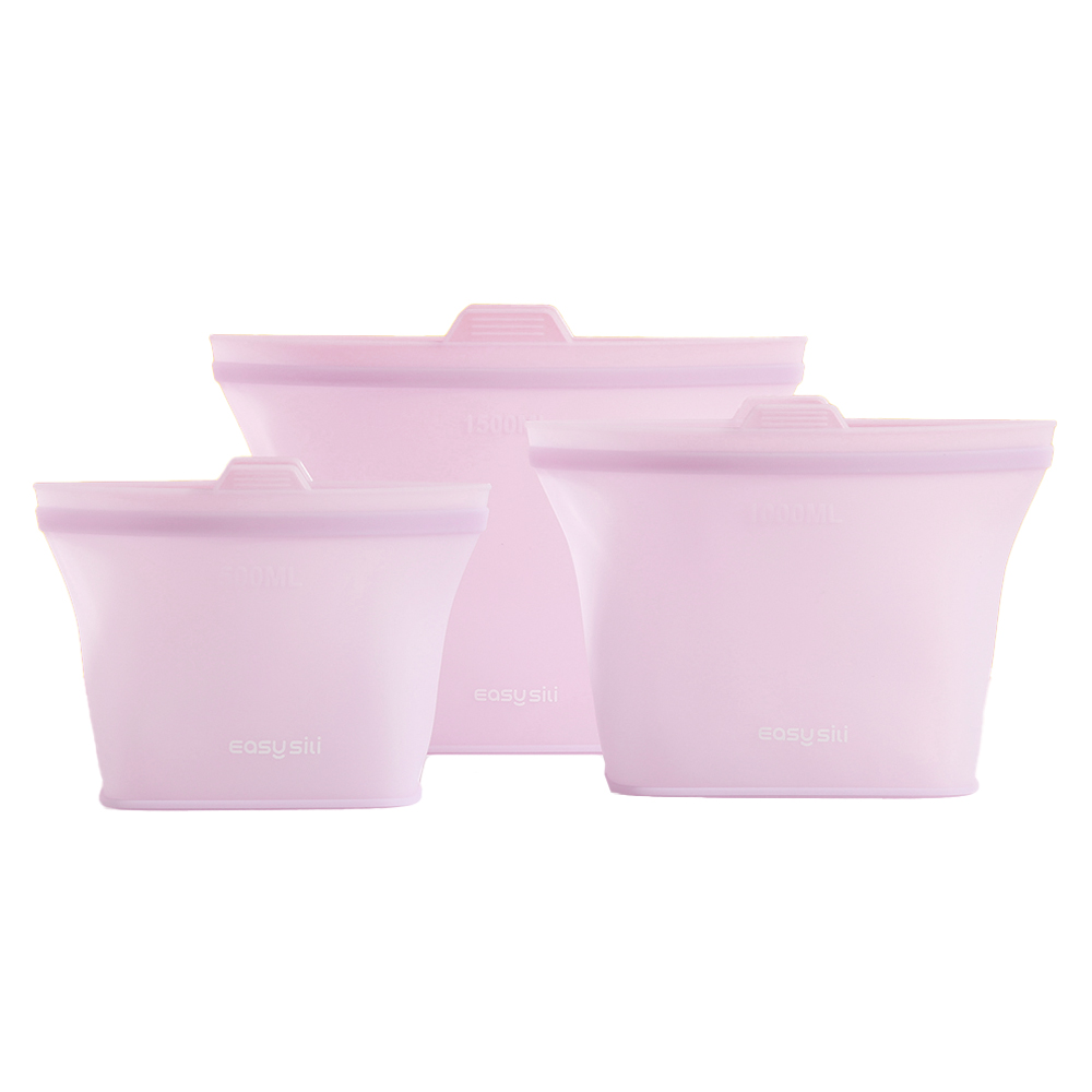 이지실리 소프트 스탠딩 실리콘 지퍼백 500ml + 1000ml + 1500ml 세트, 퍼플, 1세트 14,500원