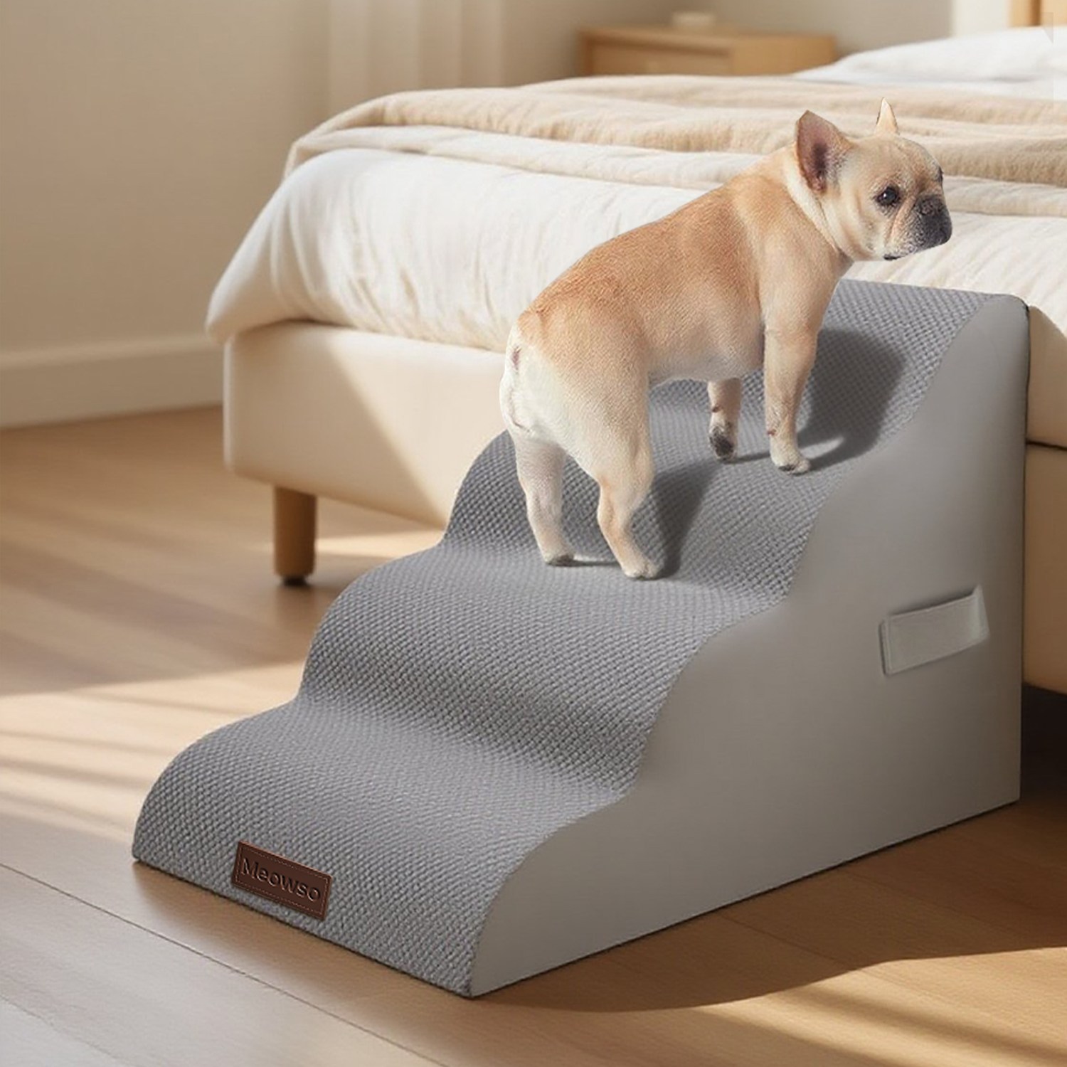 고밀도 스폰지 반려동물 논슬립 슬라이드 계단 곡선 계단 무릎 압력을 줄이다 개 계단, 4단, 1개 48,000원