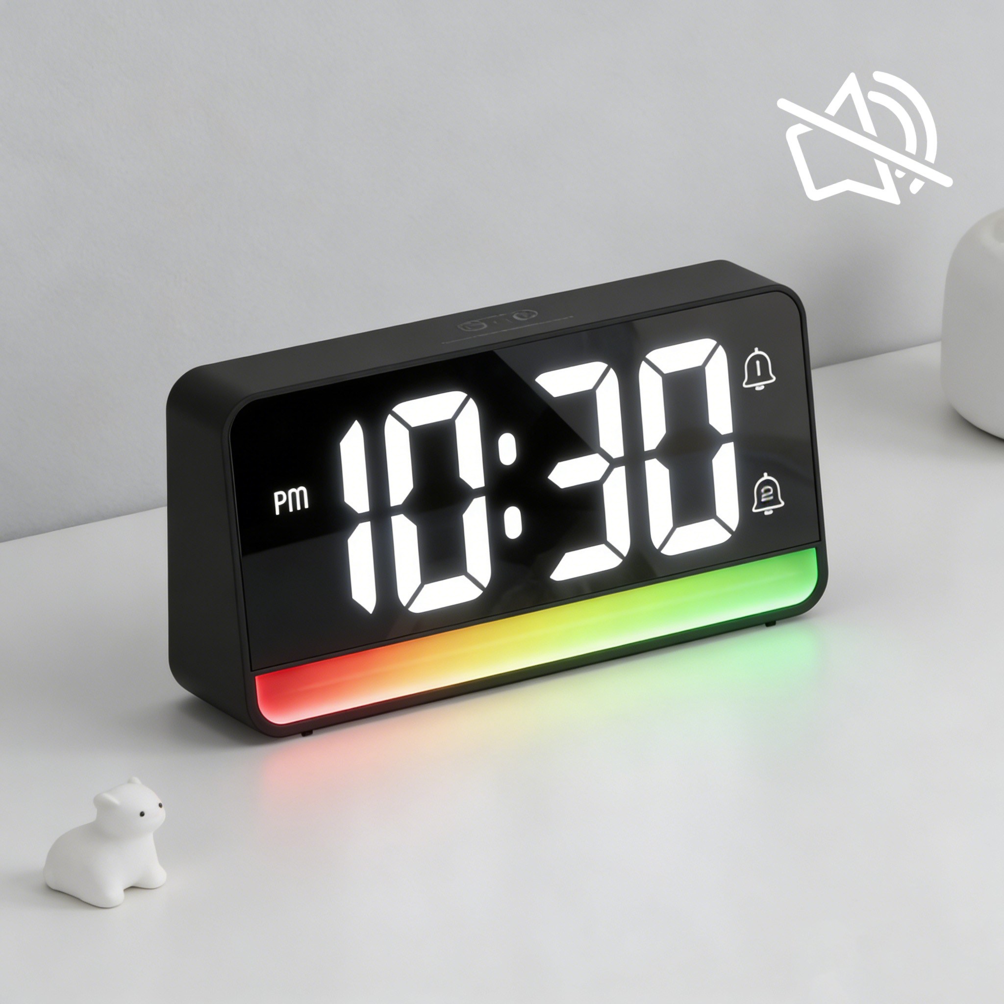 하늘박스 LED 알람시계 인테리어 탁상시계 USB 디지털 미니 무소음시계, 블랙 34,500원
