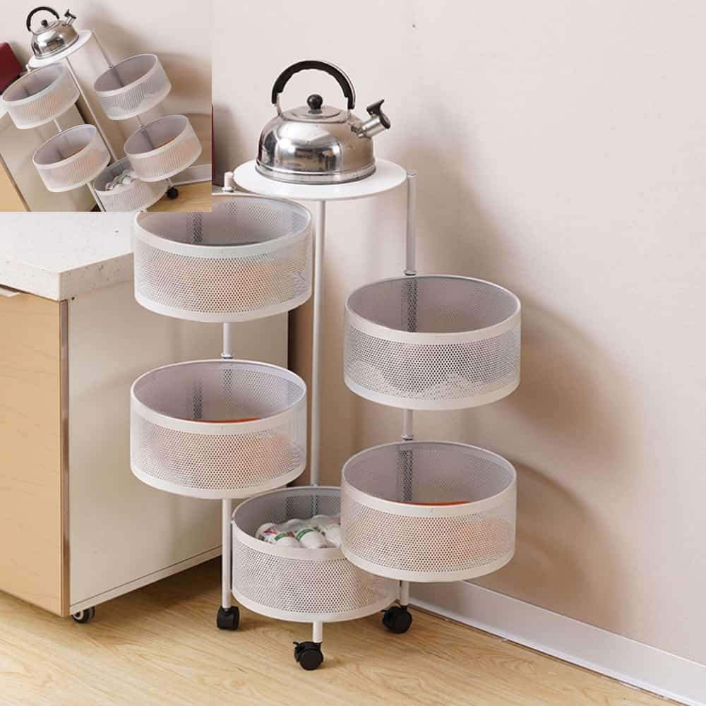 일랴 이동식 회전 트롤리 5단 화이트 튼튼한외관 다용도카트 이동식회전트롤리 117,000원