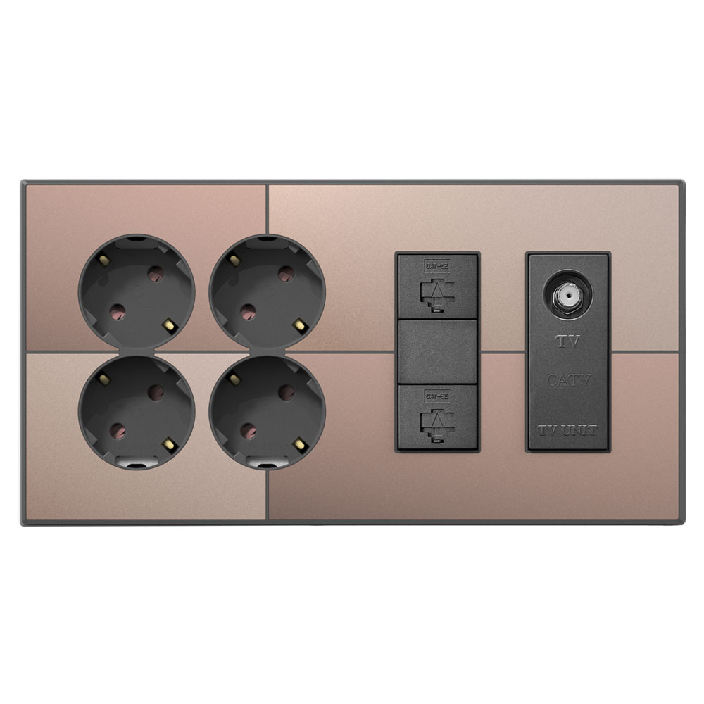 틸인스 갤러리 브라운골드 통합수구 콘센트 4구 + RJ45 2구 + CATV 유니트 2방 브라운골드 + 다크그레이 46,400원