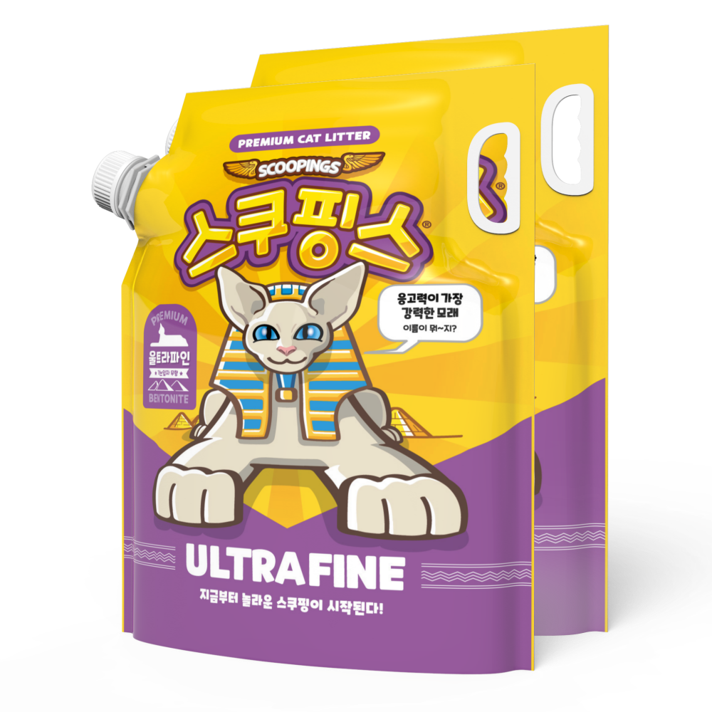 스쿠핑스 울트라파인 언씬티드 응고형 고양이 모래, 9kg, 2개, 무향 50,250원