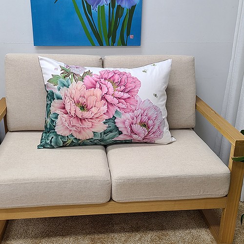 아트다래 부자되는쿠션 목단쿠션커버 베게커버 보라세송이 장쿠션 쇼파쿠션커버 46,790원