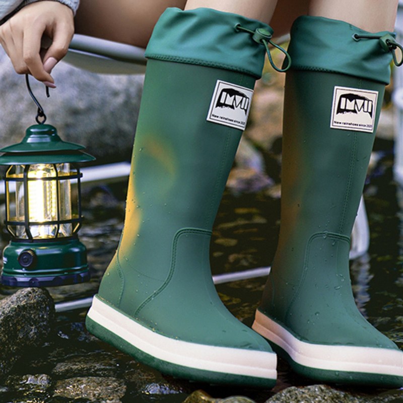TIMEPURE 커플용 장화 신상 두꺼운 밑창 하이탑 패션 레인부츠 캠핑용 방수 미끄럼방지 아웃도어 워킹 조임끈 디자인 여울 낚시 워터슈즈 20,900원