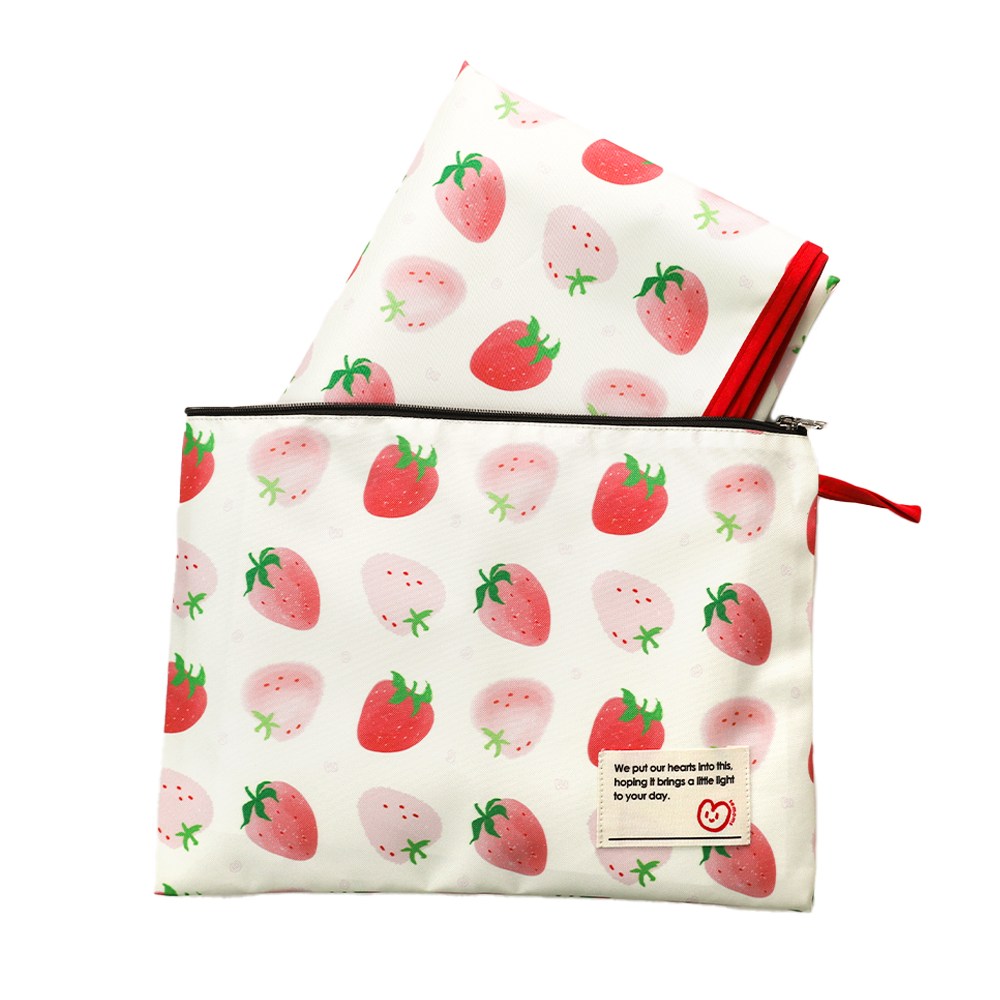 세맘스 스크래치에 강한 경량 방수 캠핑 소풍돗자리 휴대용 양면방수 피크닉매트+파우치세트, 딸기라떼 25,900원