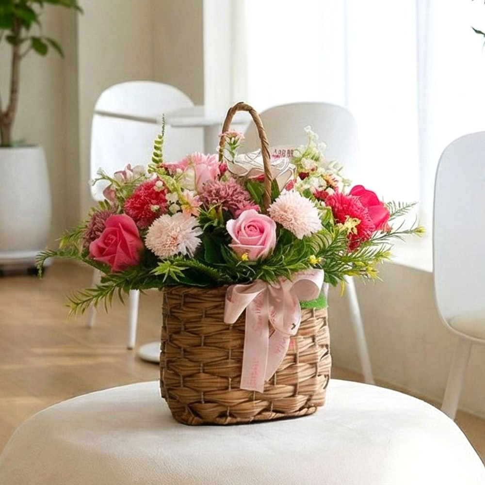 어버이날 카네이션 비누꽃 바구니, 블루밍바구니_핑크, 1개 24,900원